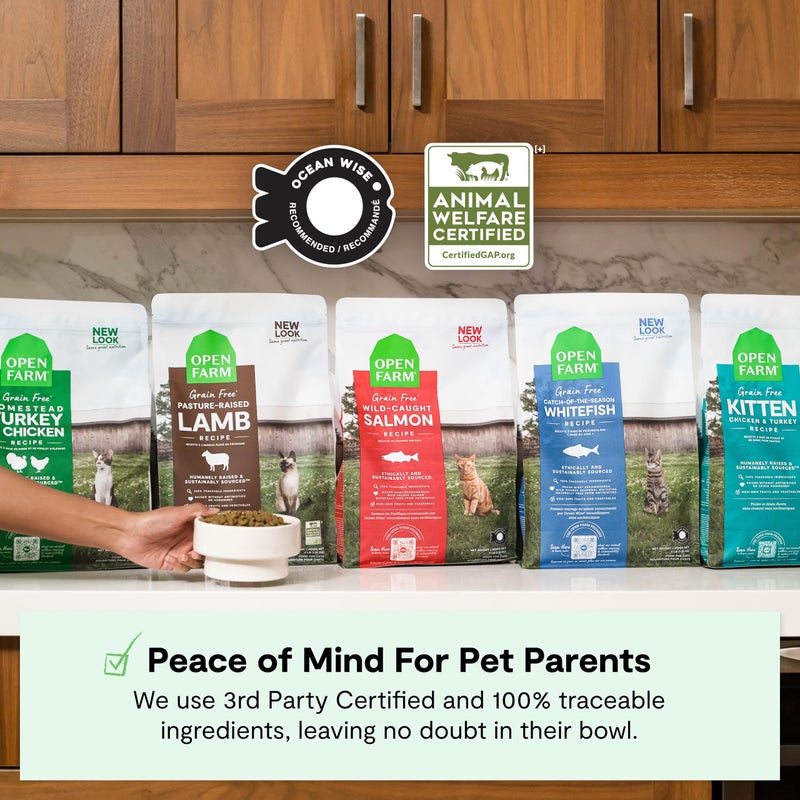 Open Farm, Grain Free Dry Cat Food, High-Protein Kibble for a Complete & Balanced Diet, Non-GMO Fruits & Vegetables, Prebiotic Fibers to Support Digestion, Homestead Turkey & Chicken Recipe, 8lb Bag - Image 5